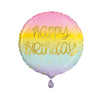 Gold Pastel Rainbow Birthday Round Foil Balloon 18"