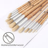 Pack of 12 Assorted Size Wooden Round Handle Bristle Hair Artist Paint Brush Set