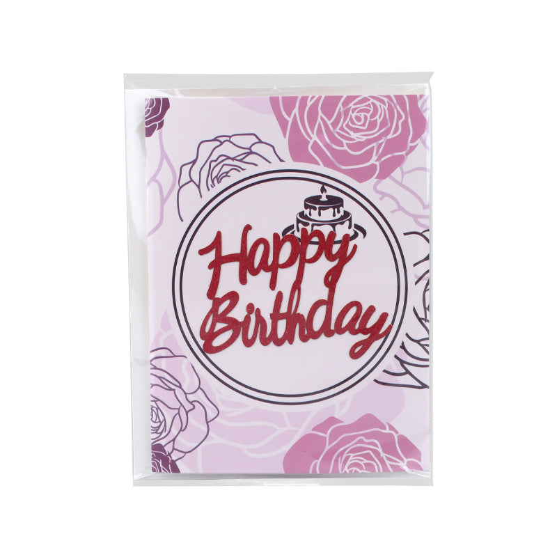 Rosy Layers 3D Birthday Cake Pop Up Card