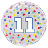 Rainbow Confetti Birthday Number 11 Round Foil Balloon 18"