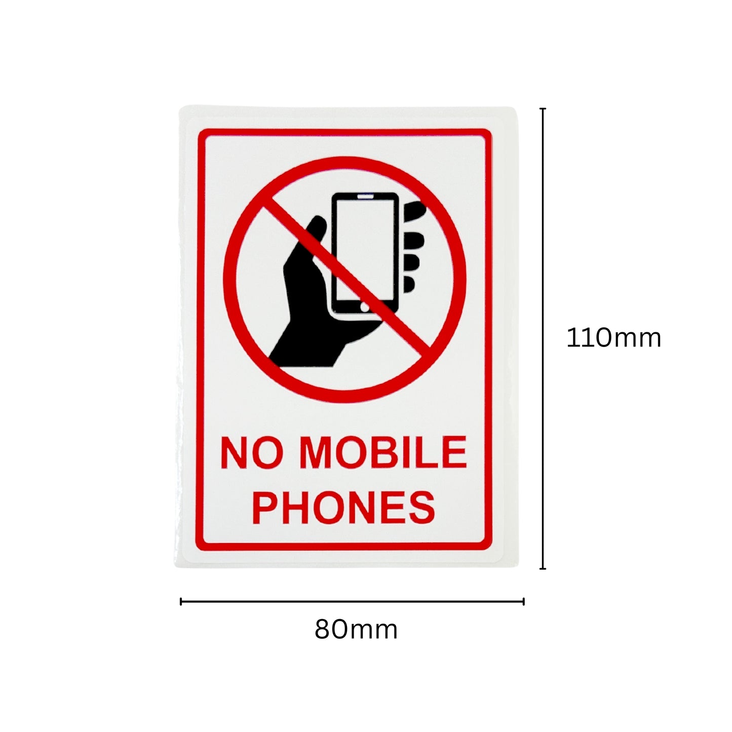Pack of 3 No Mobile Phone Sign Self Adhesive Labels 80x110mm