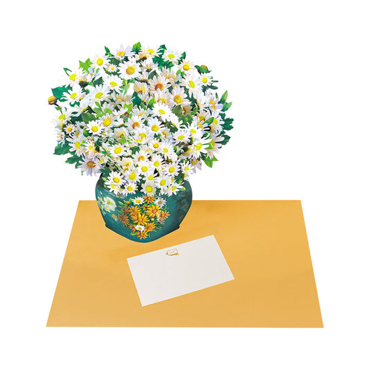 Golden Bloom White Daisy 3D Pop Up Vase Greeting Card