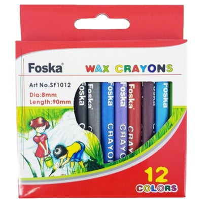 Pack of 12 Assorted Colour Wax Crayons