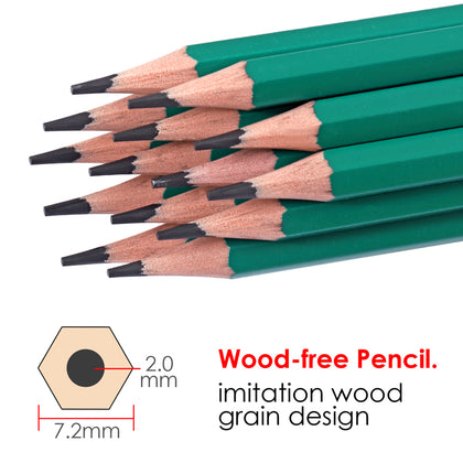 Pack of 12 7'' Wood-Free Flexible Plastic Sharpened HB Pencil