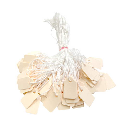 Pack of 1200 Small Ivory Strung Tags 13 x 20mm