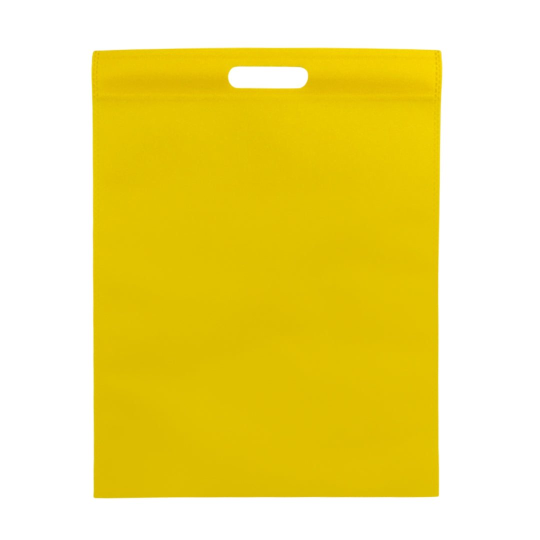 Pack of 25 Yellow Coloured 45x35cm Non-Woven Patch Handle Bags