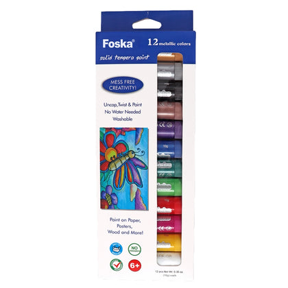 Pack of 12 Metallic Colour Paint Crayons