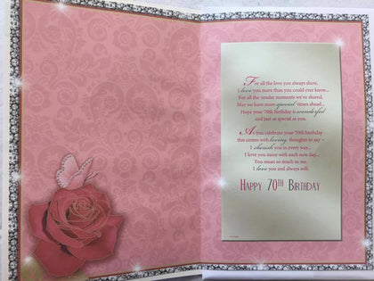 Wife With Love Age 70 Sentiment Style Birthday Card
