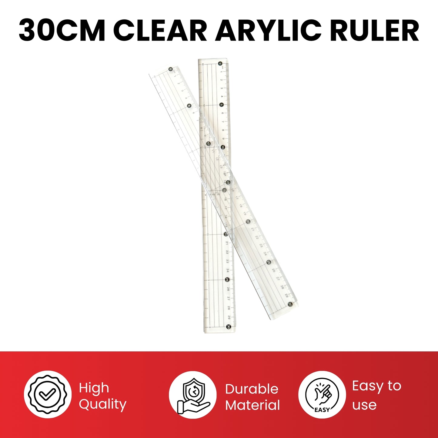 30cm Cutting Ruler With Steel Edge