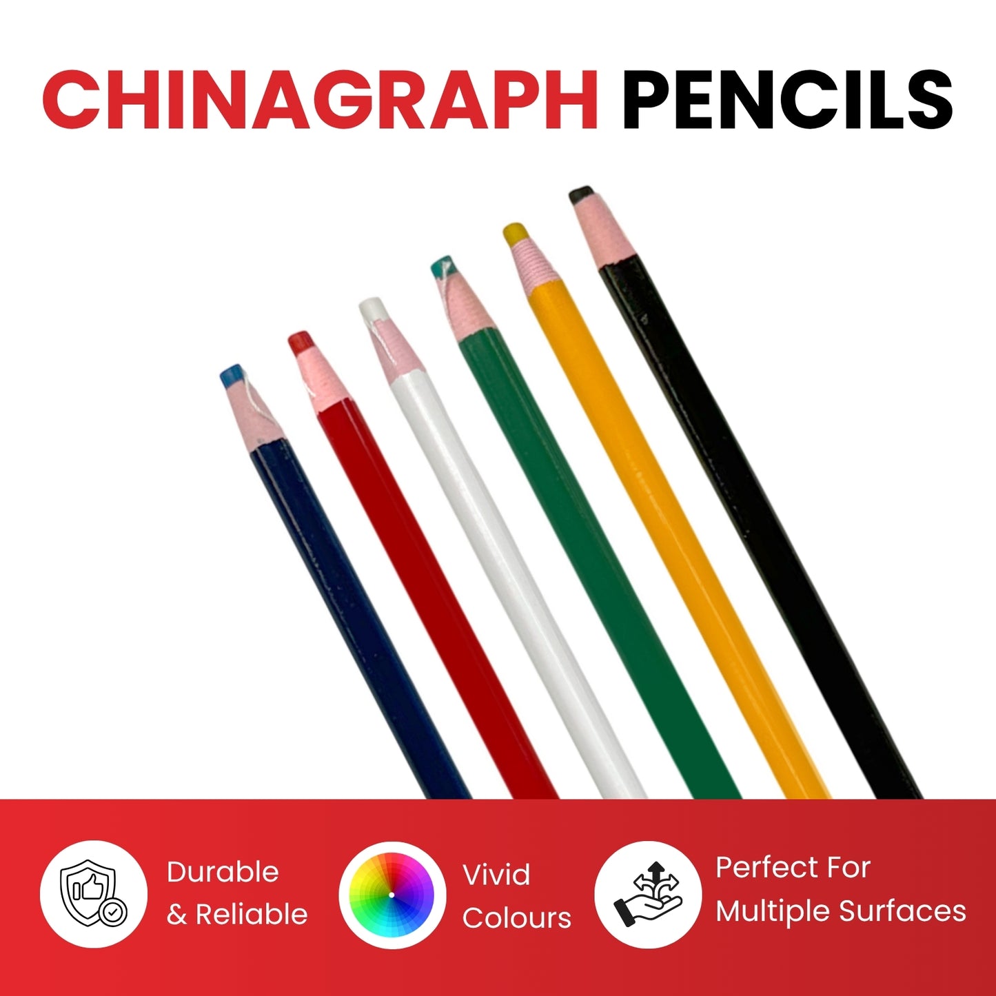 Pack of 12 White Chinagraph Pencils