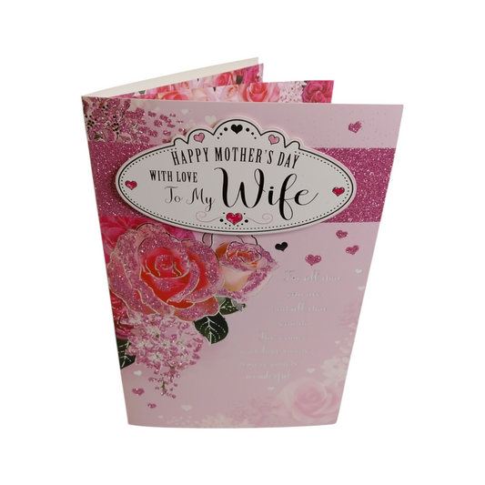To My Wife Beautiful Roses Design Pink Mother's Day Boxed Card