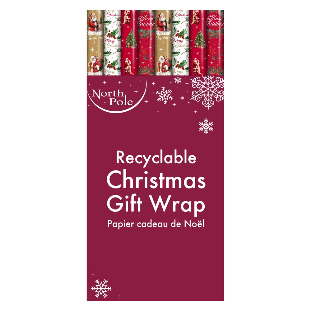 Single 4m Traditional Christmas Design Gift Wrap Roll