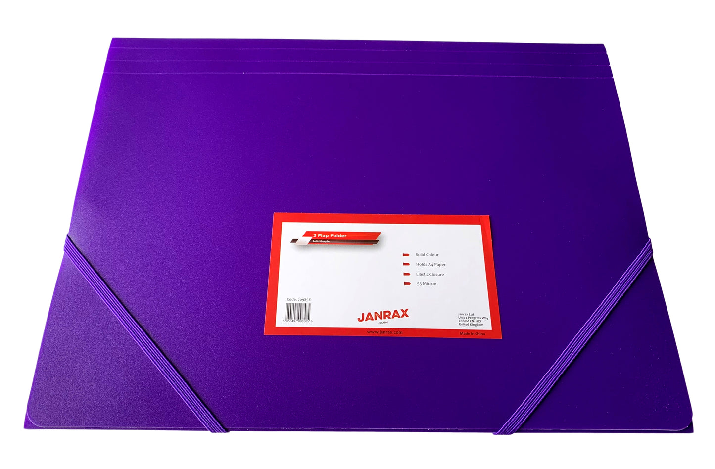 Pack of 12 A4 Purple 3 Flap Folders with Elasticated Closure