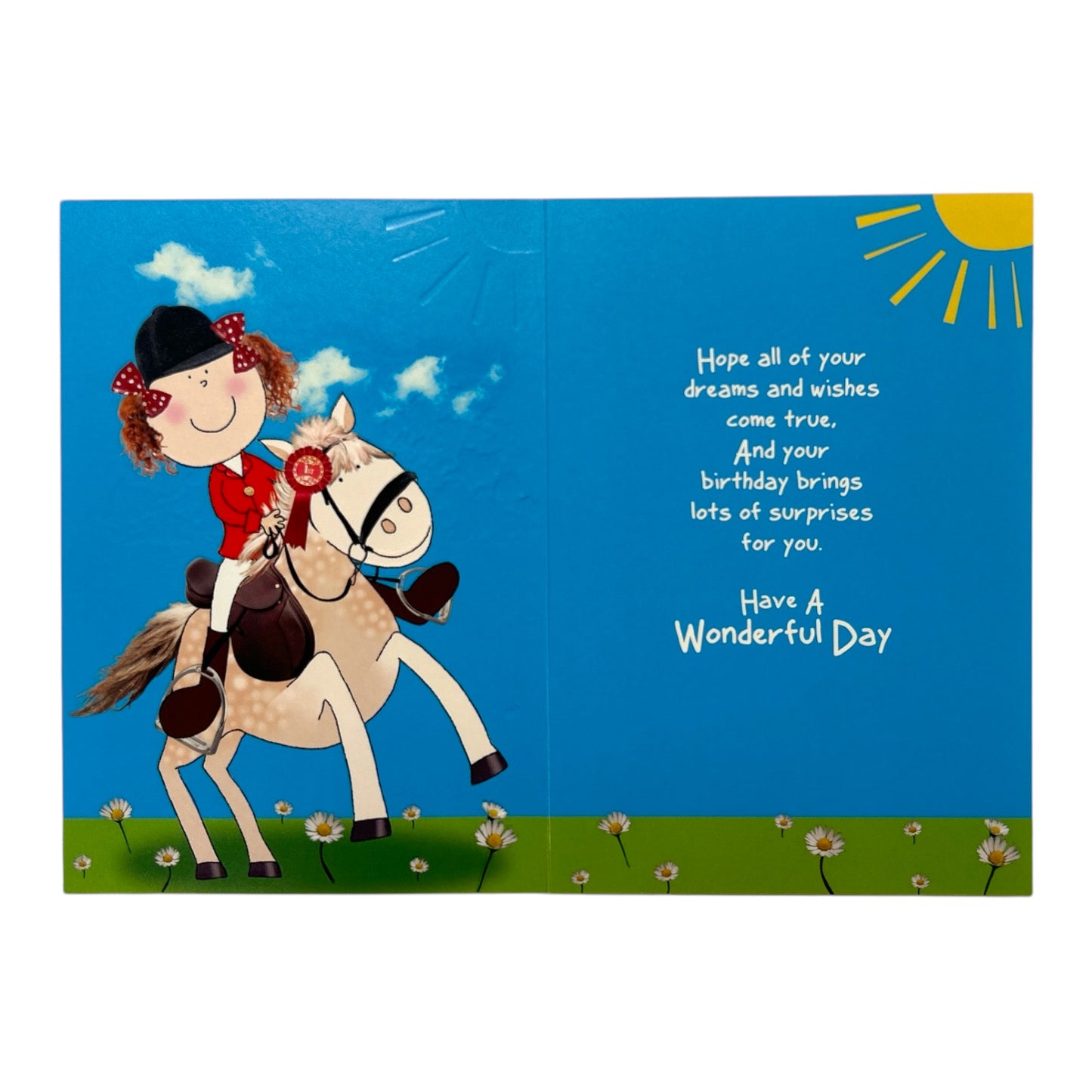 Age 7 Juvenile Girl Riding a Horse Birthday Card