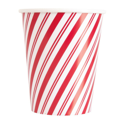 Pack of 8 Red Stripes Snowman 9oz Paper Cups
