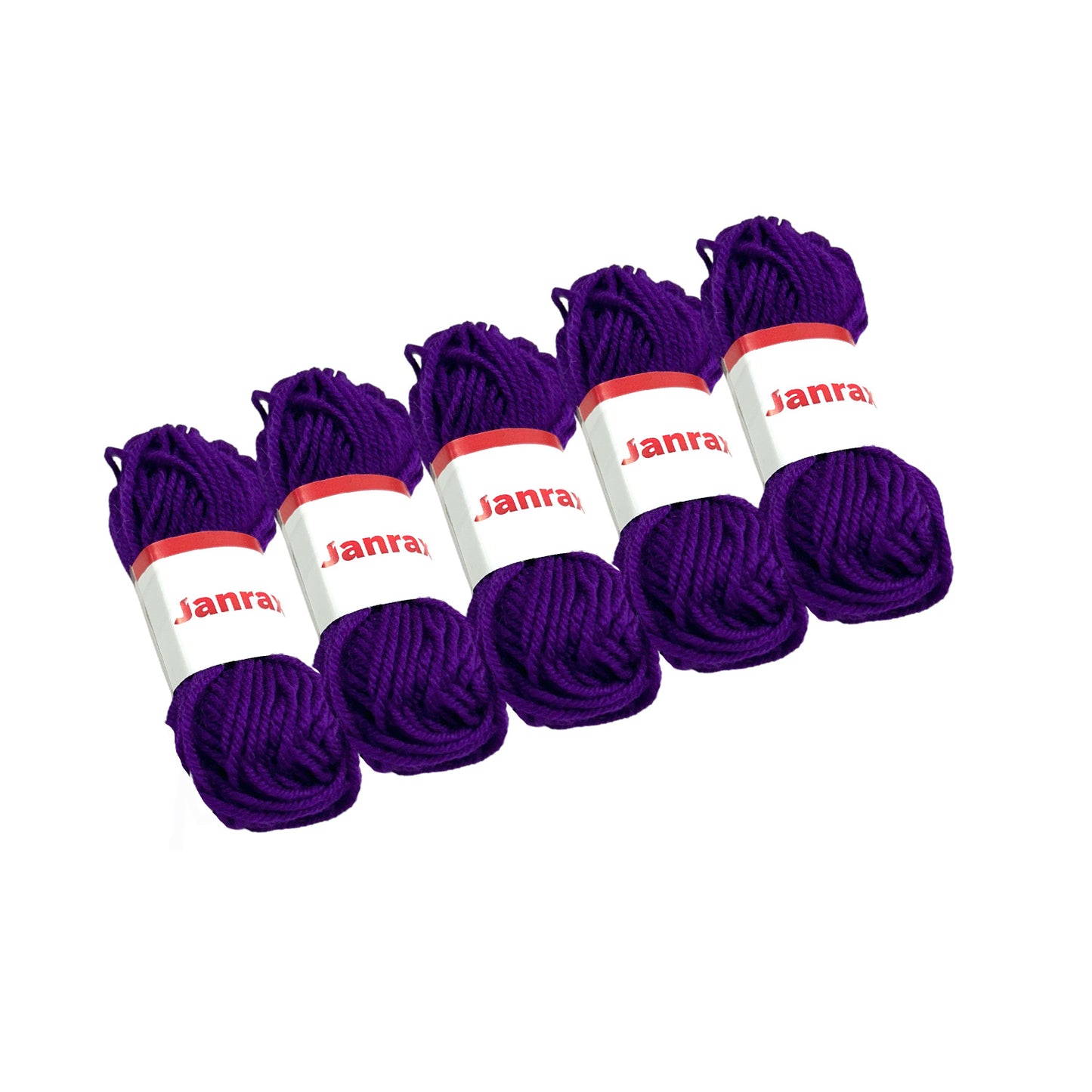 Pack of 5 Purple Acrylic Yarn Rolls – 10g each, 4 Strand 8 Ply Knitting Wool