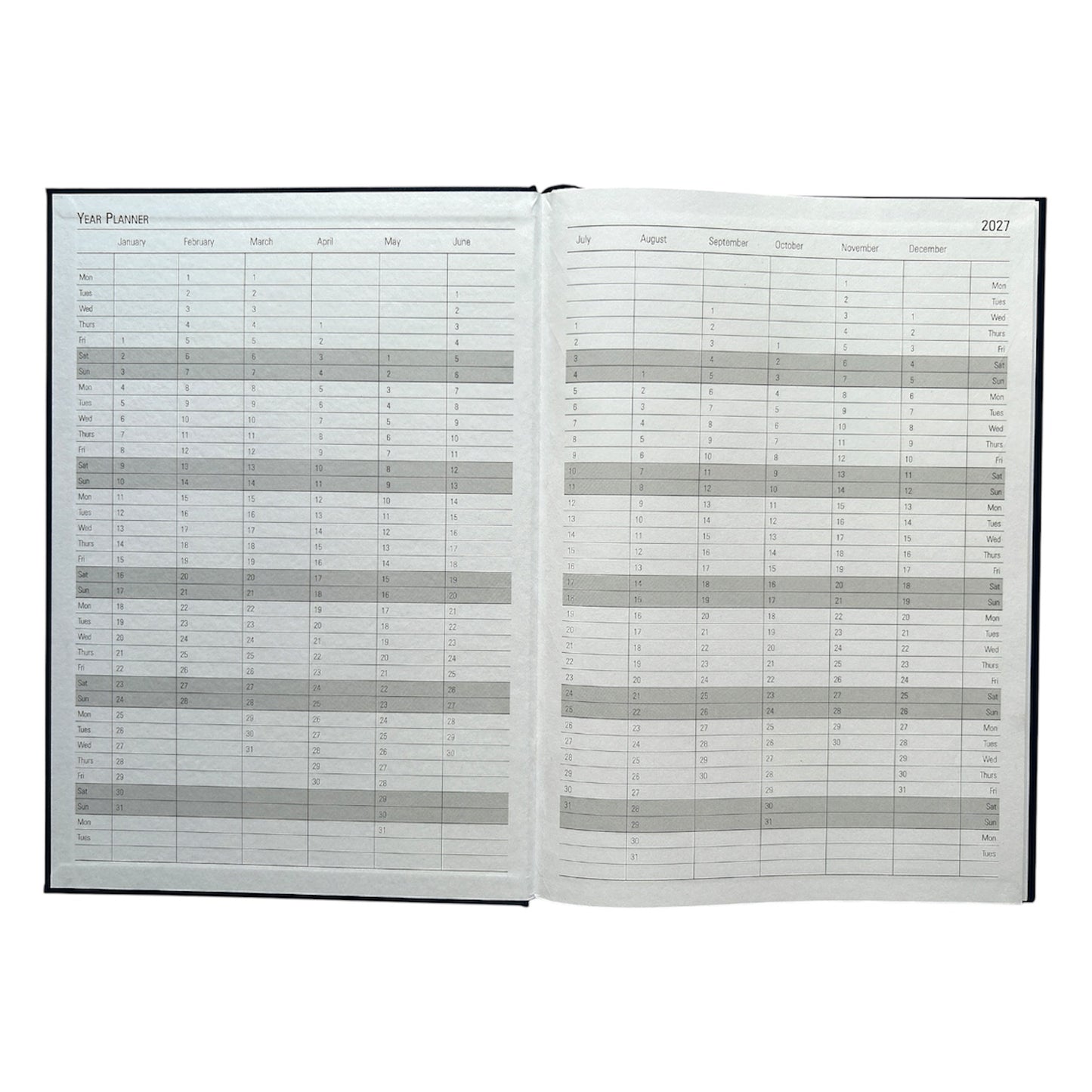 Janrax 2027 A4 Week To View Black Desk Diary