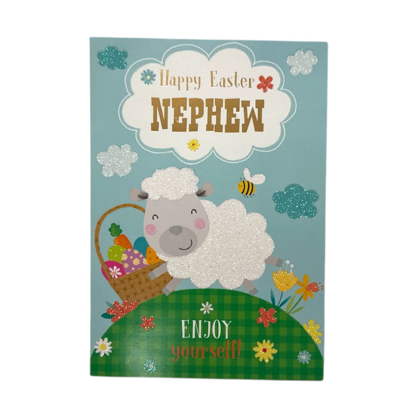 For Nephew Cute Lamb with Eggs Design Easter Card