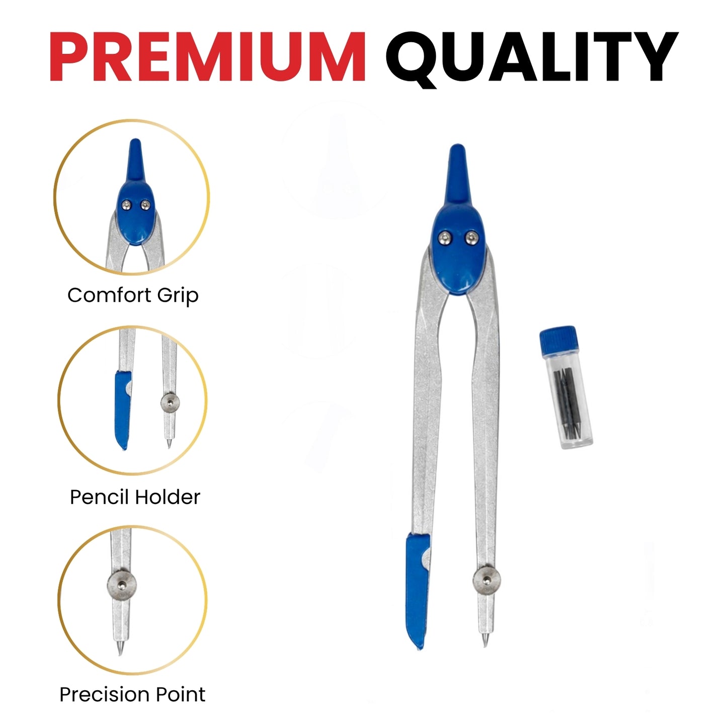 Janrax Metal Adjustable Safety Slide Lead Compass with Refillable Leads