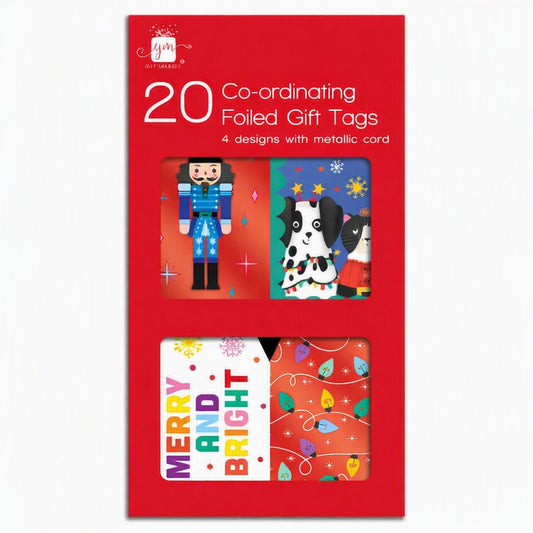 Pack of 20 Metallic Red Novelty Co-ordinated Christmas Gift Tags