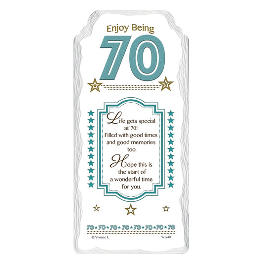 Enjoy Being 70 Sentimental Handcrafted Ceramic Plaque