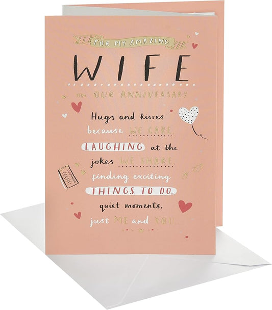Hand Lettering and Icons Design Wife Anniversary Card