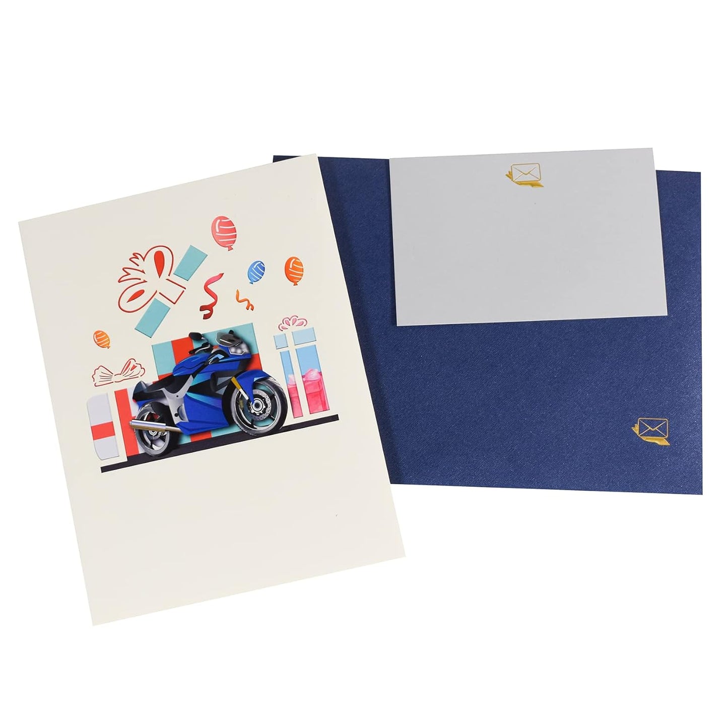 Blue Racing Motorcycle 3D Pop Up Greeting Card