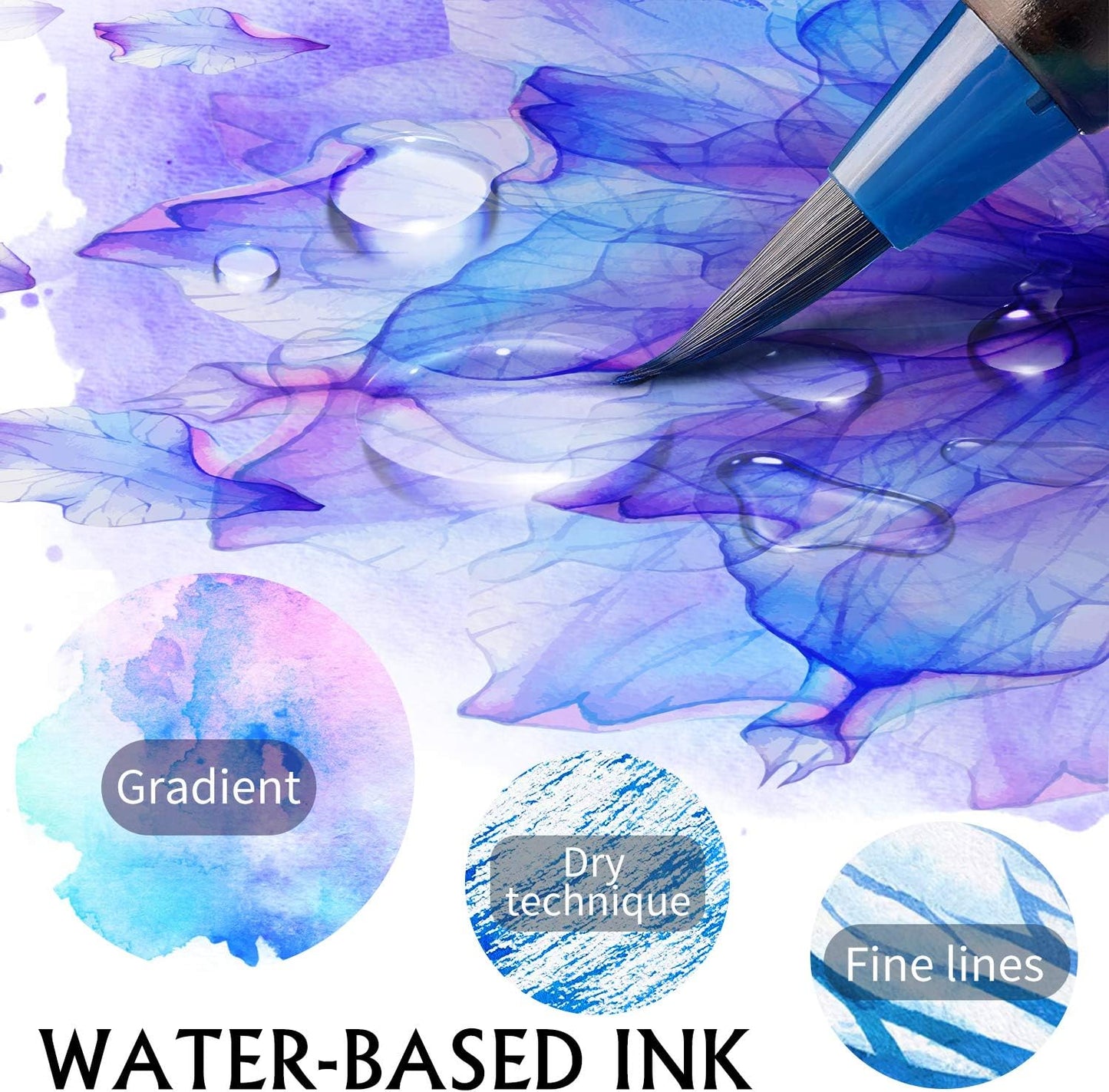 Pack of 48 Washable Water Colour Brush Tip Pens