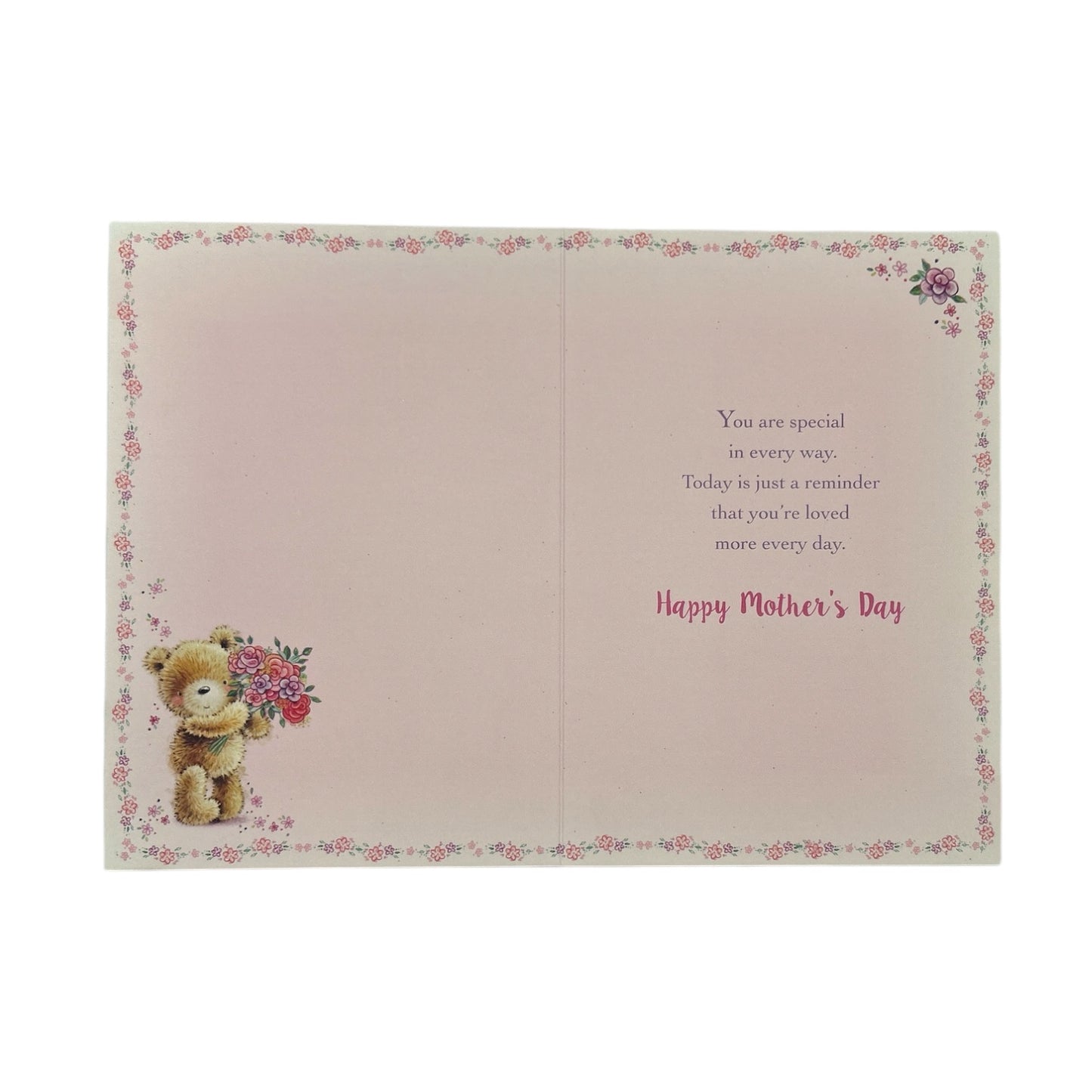 To My Wife Teddy Holding Bouquet Design Mother's Day Card