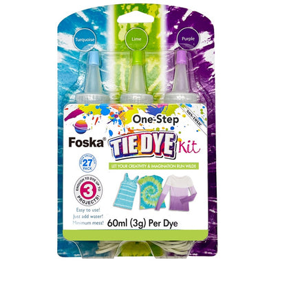 Pack of 3 Colours Tie Dye Kit -Turquoise, Lime. Purple