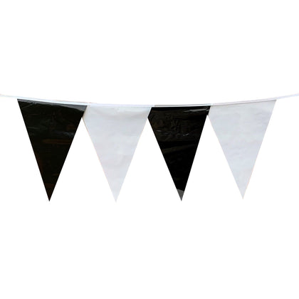 White Black Alternate Bunting 10m with 20 Pennants
