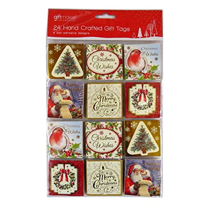Pack of 24 Hand Crafted Traditional Christmas Gift Tags