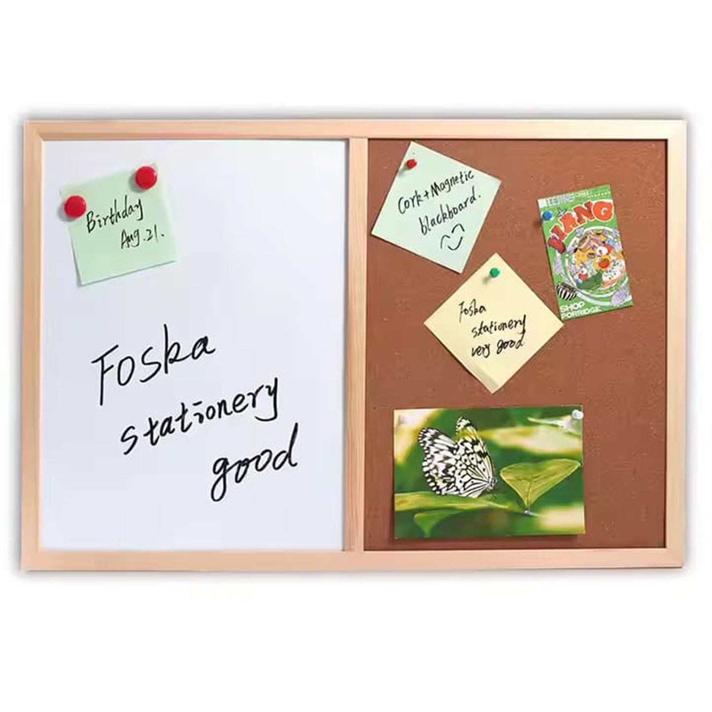 Dual‑Purpose Organizational Board 40 × 60 cm – Magnetic Whiteboard & Self‑Healing Cork Board