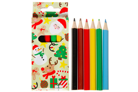 12 Pack of 6 Pieces Christmas Colored Pencils 9cm