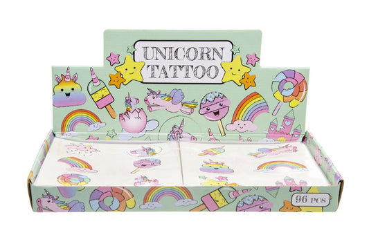 96 Pack of 6 Pieces Unicorn Tattoos