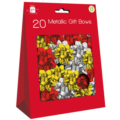 Pack of 20 Assorted Colours Metallic Christmas Bows