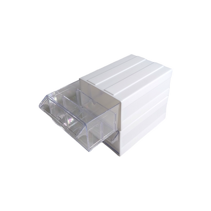 White Stackable Plastic Storage Drawers L203xW135xH79mm with Removable Compartments