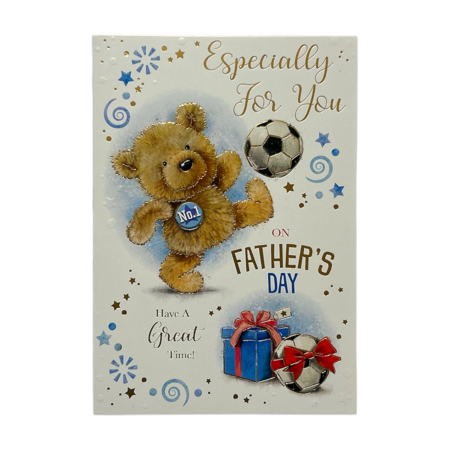 Especially For You Teddy Playing Football Design Father's Day Card