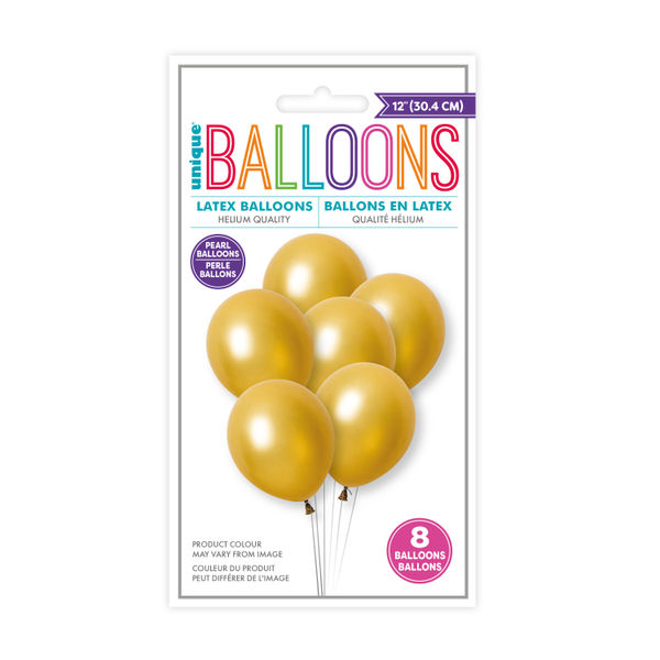 Pack of 8 Dark Gold Pearl Premium 12" Latex Balloons