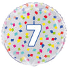 Rainbow Confetti Birthday Number 7 Round Foil Balloon 18"