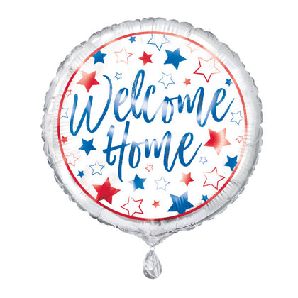 Red, White, Blue Welcome Home Round Foil Balloon 18