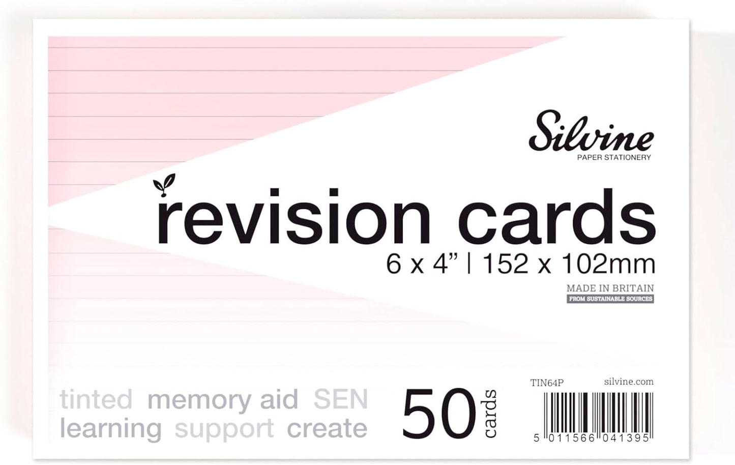 Pack of 50 6x4" SEN Pink Lined Dyslexia Record Cards