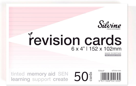 Pack of 50 6x4" SEN Pink Lined Dyslexia Record Cards