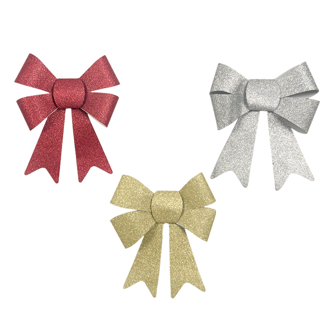 Pack of 9 Christmas Red, Gold, Silver Present Gift Bows
