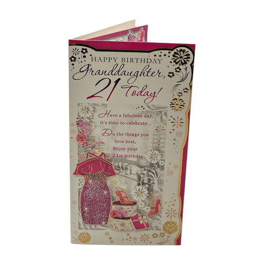 Granddaughter Age 21 Dress and Shoes Design Opacity Birthday Card
