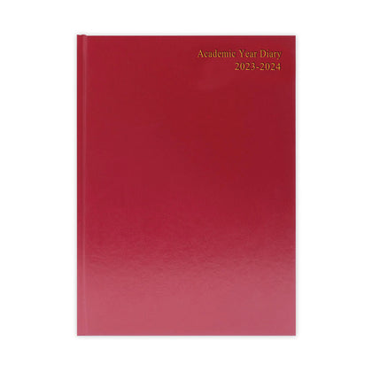 2023-2024 A5 Day Per Page Burgundy Academic Diary