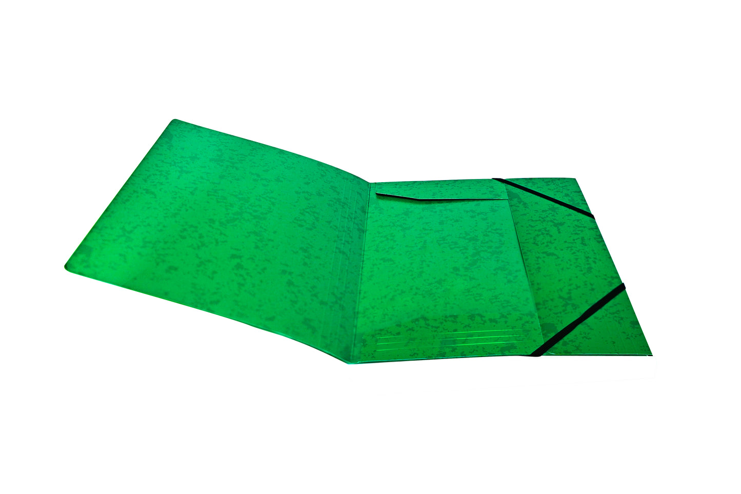 Pack of 12 A4 Green Card 3 Flap Folders With Elastic Closure