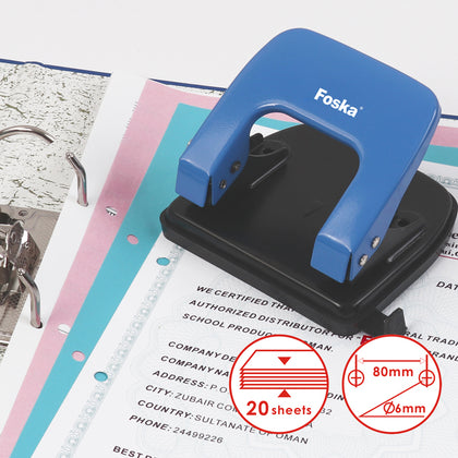 Coloured Metal Hole Paper Punch with Paper Adjustment Measure