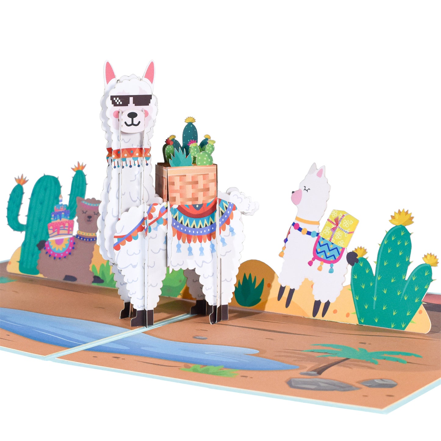 Llama Caravan Desert Delight Pop Up Greeting Card