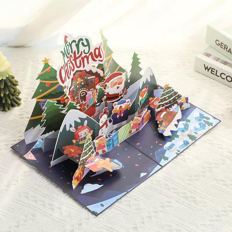 Festive Fun Snowmen & Santa Scene 3D Pop Up Christmas Card